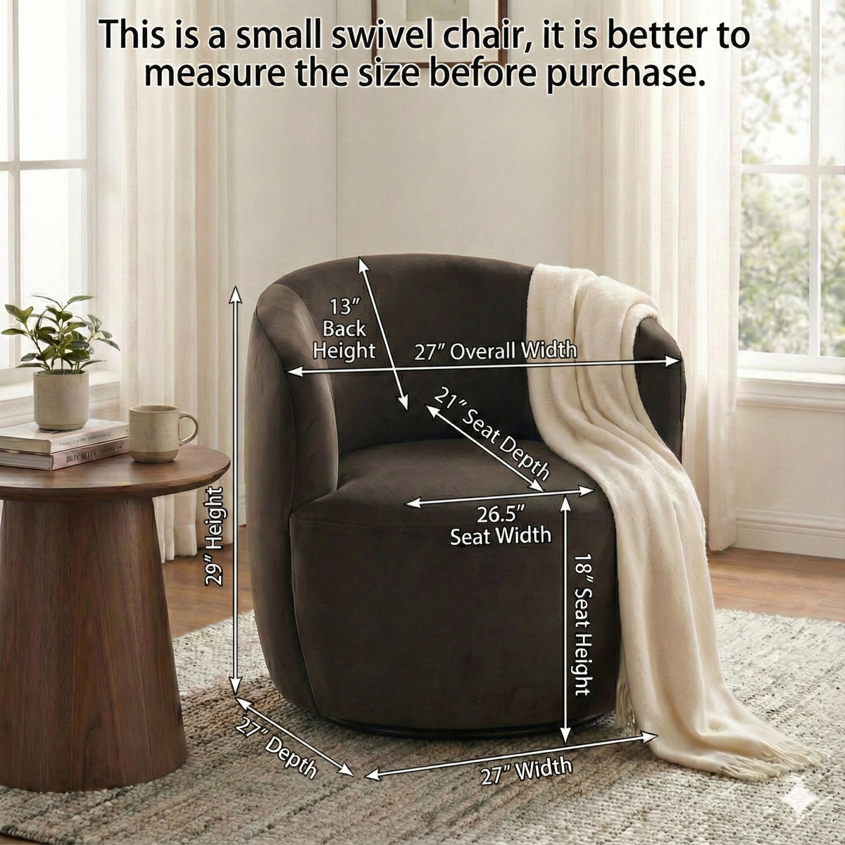 27" Wide Velvet Swivel Barrel Accent Chair (Set Of 2)